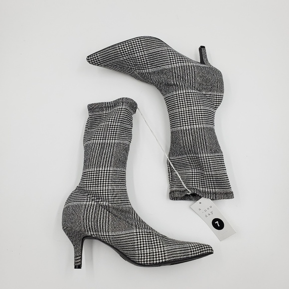 plaid kitten heel booties